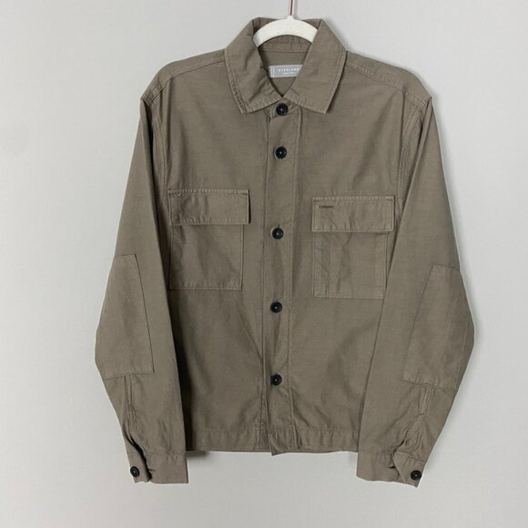 Everlane Button Down Organic Cotton Everyone Spring Shirt Jacket Unisex XXS Tan - Picture 1 of 7